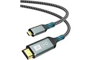 BRV Explorer Micro HDMI auf HDMI Kabel 2M, 4K@60Hz Micro HDMI 2.0 Kabel, 3D HDR Dolby HDMI auf Micro HDM-I Kompatibel mit Raspberry Pi 5/4, GoPro Hero 9/8/7/6, Kamera, TV, Monitor, Laptops, usw