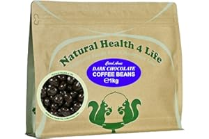 Natural Health 4 Life Carol Anne Confectioner Dark Chocolate Coffee Beans 1kg, Chocolate Covered Coffee Beans in Resealable Pouch, ‎5.4g Protein/100g, Vegetarian Snack for Parties, Events (1 Pouch)