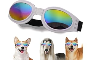 NICERINC PET Dog Goggles, Pet Glasses UV Protection,Goggles with Adjustable Strap for Small Size Dogs,Summer Pet Decoration(Blue Frame)