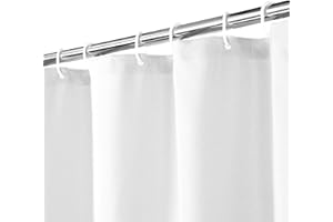 LINTIMES Flachs Leinen wie 240GSM Schwerer Stall Duschvorhang für Badezimmer mit Haken Hotel Luxus Stoff Waschbar,Weiß,120x200 cm