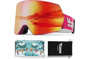YOZISS Maschera da Sci per Bambini, Giovani, Occhiali da Sci Antiriflesso con Doppia Lente per Snowboard, Protezione UV al 100%, Staccabili e Compatibili con OTG e Casco, Sci, Snowboard, Ciclismo, Rosa
