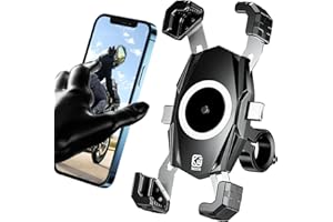Kewig Uchwyt na telefon motocyklowy, uchwyt na telefon rowerowy, automatyczne blokowanie i zwalnianie, zacisk na kierownicę do skutera rowerowego, do telefonu 10-17,5 cm