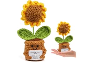 HUANMIN Pocket Hug piccoli regali di fiori di girasole - Sostituto di patate positive tedesco, regalo incoraggiante, Pocket Hug portafortuna fiore di girasole lavorato a maglia per amici colleghi famiglia