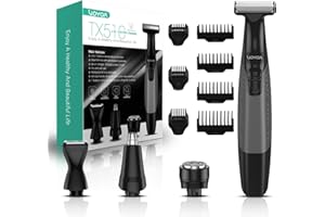 VOYOR Rasoio Elettrico Barba Impermeabile All-in-One, Tagliacapelli Uomo Professionale 11 Accessori inclusi, Regolabarba Uomo Rifinitore Barba Wet/Dry Ricaricabile Blu/Grigio TX510