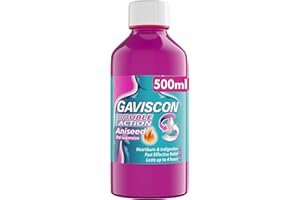 Gaviscon Double Action Aniseed Liquid 500ml - Heartburn, Indigestion, Stomach Pain, Acid Reflux Relief, Digestive Health, Long-Lasting Antacid, Pregnancy Safe