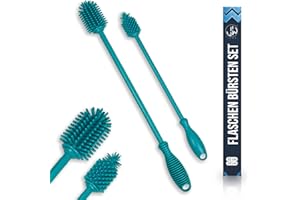 JAWAonline Spülbürsten Set 32cm und 24cm - Flaschenbürste Silikon schonend und kratzfrei - Flexible Flaschenreiniger Bürste - Premium Bottle Brush - Reinigungsbürste für kleine und große Flaschen
