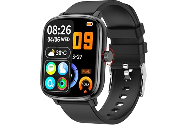KALINCO Montre Connectée Femme Homme Enfant, 1,69" Smartwatch 100+ Modes Sportifs Podometre Moniteur de Fréquence Cardiaque Tension artérielle SpO2 Montre Intelligente Bracelet pour Android iOS