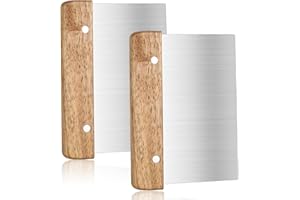 bssmmai 2 Stück Teigschneider, Teigspachtel, Teigschaber mit Holzgriff, Teigschaber Edelstahl, lebensmittelechter Edelstahlklinge zum Schneiden von Teig, Pizza, Nougat - 15cm