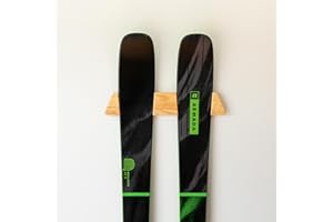 StoreYourBoard Minimalist Wood Ski Rack, Wall Mount Display Holder, Solid Wood Holds 50 lbs