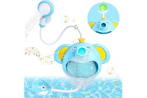 AOTTOM Badewannenspielzeug Baby, Badespielzeug Set Seifenblasenmaschine Mit Musik Elefant Seifenblasenmacher mit Wasserdusche und Automatischer blasender Ball Brunnen Geschenke für Kleinkinder ab 1 2 3 Jahr