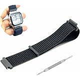 Lineon 18mm Woven Nylon Velcro Breathable Watch strap Cut Pattern Specially Compatible With CASIO Royale ae1200, DW-291H, F-91W, F91W, AE-1400wh, A168WA, SGW-300, W-218H, AE-1000w, A158wa kailash with Tool: 