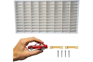 ART TWIST HOME Vetrina Vitrina Expositora para Colecciones con 80 Compartimentos | Expositor Coches Hot Wheels | Vitrina Pared 40cm x 78cm x 4cm | Expositor de Madera (Blanco)