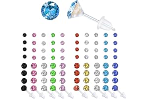 DEVANTIA Przezroczyste Plastikowe Kolczyków z Akrylu dla Kobiet, Wielokolorowe Cyrkonie, Bezpieczne dla Wrażliwych Uszu, Idealne do Codziennego Użytku, Sportu i Pracy(40 Par)