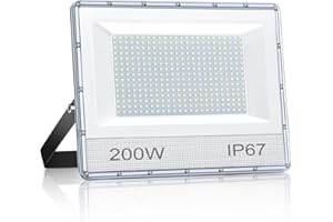 ANNIFUNLY Focos LED Exterior 200W,Foco LED 20000LM,IP67 Impermeable Proyector LED Exterior 7000K Blanco Frío Luces LED Exterior,Luz de Seguridad Apliques de Exterior para Jardín,Patio Trasero, Terraza,Garaje