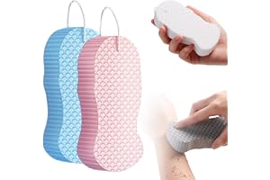 HOIDOKLY Esponjas de Baño Exfoliantes Mágicas para el Cuerpo 2026 - Esponja de Baño Exfoliante 3D Super Suave, Suave para la Piel y Reutilizable para Adultos y Niños (Rosa+Azul)
