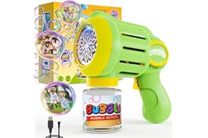 Panamalar Bubble Gun for Kids, Bubble Machine 10000+ Bubble Per Minute with Bubble Solution, Automatic Portable Bubble Blower Toys with Rechargeable Battery for Outdoor Party Wedding Summer-Green