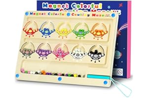 SerDa-Run Magnetic Colour and Number Maze - Wooden Learning Puzzle Board for Counting and Matching - Magnet Toys,Fine Motor Skills Magnetic Game for Toddlers, Gift for Boys and Girls 3, 4, 5 Years Old
