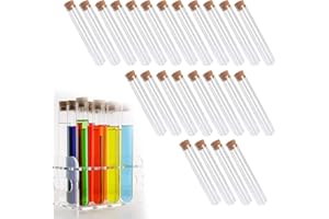 ZoeTekway 24-teilige Reagenzgläser mit Korken, transparente Reagenzgläser aus Hartplastik, Röhrchenbehälter für Partygeschenke, Hochzeiten, Süßigkeiten, Badesalze, Gewürze, Blumen