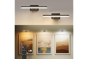 ‎FULEN FULEN Bildbeleuchtung Kabellos, Akku Wandleuchte Innen, Kunstleuchten für Malen Foto Portrait, Dart Beleuchtung, LED Wandlampe mit 3 Farbtemperaturen, Fernbedienung mit Timer, Schwarz, 2 Stück