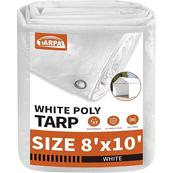 TARPAL 10'x30' White Tarp Waterproof 7.5 mil Medium Duty All