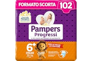 Pampers Progressi Extralarge, 102 Pannolini, Taglia 6+ (16+ Kg)