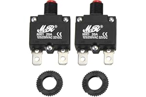 RKURCK 20 Amps Thermal Circuit Breakers 125/250V AC 32V DC Push Button Manual Reset Overload Protector Switch 20A 2 Pcs