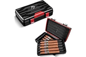 CIGARLOONG Zigarren-Humidor, Reise-Zigarren-Etui, doppellagig, mit Hygrometer und Luftbefeuchter (Farbe: Rot)