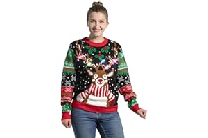 OFF THE RACK Sweter Kobiety Unisex damski sweter LED Light Up Ugly Christmas sweter zabawny świąteczny sweter