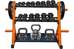 LIFT & PRESS HEALTH IS WEALTH Combo Weight Storage Rack - Dumbbell, Kettlebell and Bumper Plat Storage Rack