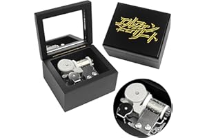 Sinzyo Caja de Música de Madera con Espejo Navidad San Valentín Cumpleaños Regalo(Caja de madera negra, Melodía: Elfen Lied)