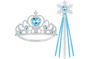 HOTUT Prinzessin Tiara Krone und Zauberstab, Princess Dress Up Zubehör, Tiara Kinder und Zauberstab Set, Prinzessin Kleid Zubehör für Weihnachtsdekoration, Cosplay, Themenpartys
