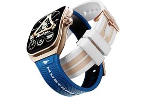 GOBOULT Mustang Muscle Smart Watch 2.01'' 3D Curved Display, Convertible Strap, Premium Metallic Crown, BT Calling, 600 Nits Brightness, AI Assistant, IP68 (Extra Starp, White Armor)