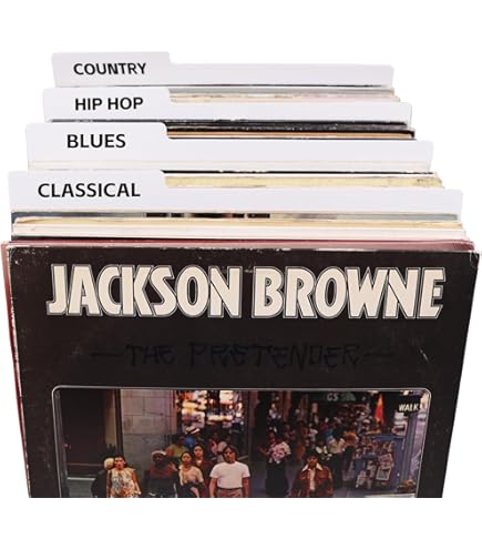 CXAFQ Ensemble De Séparateurs De Disques Vinyle, Paquet De 26, Taille 170 * 120mm, Intercalaire, Séparateur De Lettres, Design Noir, En Pvc, Adapté Pour La Classification De Disques, Livres, Documents