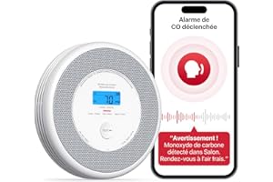 X-Sense Détecteur de Fumée et de Monoxyde de Carbone Connecté avec Fonction d’Alerte Vocale en Français, Détecteur de Fumée Wi-FI Compatible avec X-Sense Home Security App, XP0A-iR, Lot de 1
