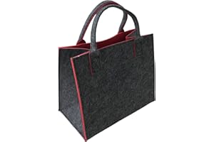 CB HOME & STYLE Filztasche Einkaufstasche Tasche Shopper ca. 35 x 20 x 28 cm Einkaufskorb Anthrazit-Rot