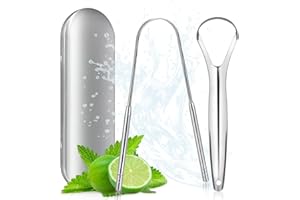 Bukuhlio Raschietto per lingua per adulti, portatile, a forma di U, in acciaio inox, per eliminare l'alito cattivo (unisex), per la cura della bocca, alito fresco, (set da 2 pezzi)