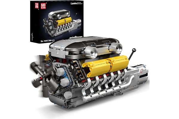 Mould King 10202 Technik V12 Engine Kit de Construction, Jouet, Moteur MOC V12 avec Batterie, kit de Blocs de Construction, Cadeau pour Adultes (1260 pièces)