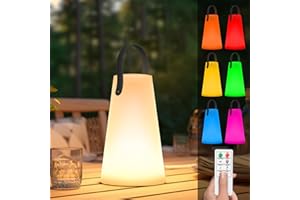 light to hope 2 Lampara de Mesa Exterior Recargable, Portatil LED Lampara Camping con Mando a Distancia, Regulable 8 Colores y Blanco Cálido, Lámpara Inalámbrica Para Jardín, Patio, Balcón