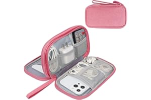 Simpolor Kabeltasche, Doppelte Schichte Elektronik Organizer Tasche für Kabel,Travel Kabel Organizer Elektronische Zubehör Case für Kabel, Powerbank, USB-Laufwerk, Ladegerät, Maus, SD Karten - Rosa