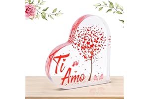 LOHAME Idea Regalo per Lei Regalo Anniversario per Lei Fidanzata Acrilica A Forma di Cuore Segno Regalo di San Valentino per Lei Ornamenti Acrilici Regalo Natale Regalo Matrimonio per Lui e Lei