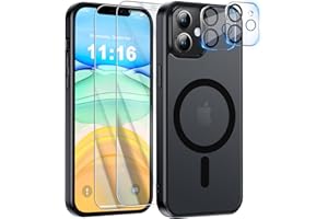 Niphabe Funda Magnética para iPhone 11, Carcasa Compatible con MagSafe con 2 Protector Kamera y 2 Protector Pantalla, Militar PC Funda Carga Inalámbrica TPU Anti-Choques Caso, Negro