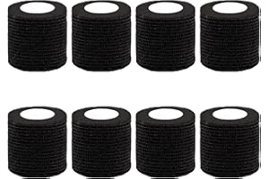 ‎BQTQ BQTQ 8 Rollen Selbsthaftende Cohesive Bandage Haftbandage Verband Elastische Selbsthaftende Haftbandage Fixierbinde für Finger Hand Zehen (Schwarz, 5 cm x 4,5 m)