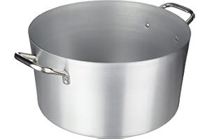 Pentole Agnelli Casserole Haute en Aluminium avec 2 poignées en Acier Inoxydable, argentée 25 l Argent