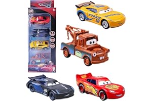 LKNBIF Mccqueen Toy Vehicles Set Model Car, 4PCS Lightniing Kids Vehicles Friction Powered Toy Model Toy Car Friction Powered Push and Go Vehicle Toy Cars Vechile Model Educational Toys for Boy and Girl