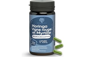 RedMoringa - Supplément Anti Jambes Lourdes & Circulation Sanguine - avec Moringa et Myrtille Noir - Jambes Légères, Drainage Naturel - 100% Naturel - 60 Gélules Végétales