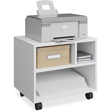 Carrello Per Stampante Con Ruote Bloccabili - Bianco, 50x35 Cm, Per Ufficio O Casa - Foto 6