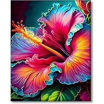 Peinture Par Numéros Fleurs – Kit Adulte Et Enfant, Toile Et Pinceaux Inclus – Décoration Murale Facile