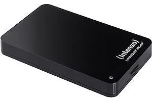 ‎INTENSO Intenso 6021480 Memory Play Portable Hard Drive 2TB, tragbare externe TV-Festplatte - 2,5 Zoll, 5400 U/min, 8MB Cache, USB 3 inkl. TV-Halterung, schwarz