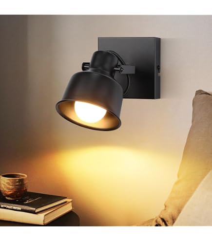 EGLO Applique Murale LED Almudaina – Lampe Lecture Minimaliste Spot Orientable, Lumière Blanche Chaude 3000K, Métal Noir Moderne Pour Salon Chambre Couloir