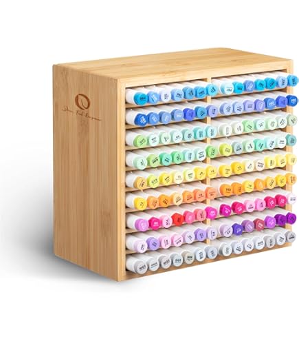 Porta Pennarelli In Bambù Naturale - Organizer Da Scrivania Con 18 Scomparti Per Penne, Matite E Pennelli - Foto 5